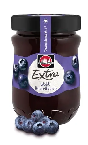 Schwartau Extra Konfitüre, Heidelbeere, 340 g | Für Frühstück & Brunch | Ideal zum Backen | Mit Fruchtstückchen | Ohne Zusatzstoffe | Qualität seit Generationen