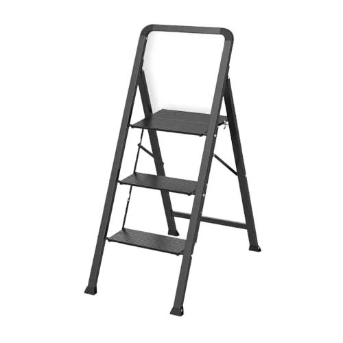 Steinbach Trittleiter 3 Stufen schwarz - 42 cm - Praktische Trittleiter mit 3 Stufen, ideal für Haushalt und Werkstatt, bietet hohe Stabilität und Sicherheit bei Arbeiten in der Höhe.