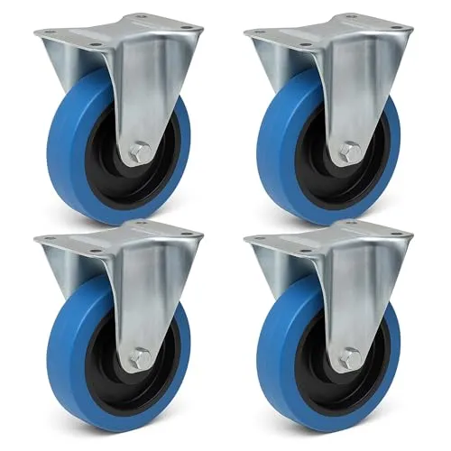Wiltec Bockrollen Set 4x Ø160mm Transportrollen für Möbel - Lenkrollen für Möbel mit hoher Tragfähigkeit bis 300 kg pro Rad, leiser Betrieb dank Gummibereifung und einfache Montage für vielseitigen Einsatz.