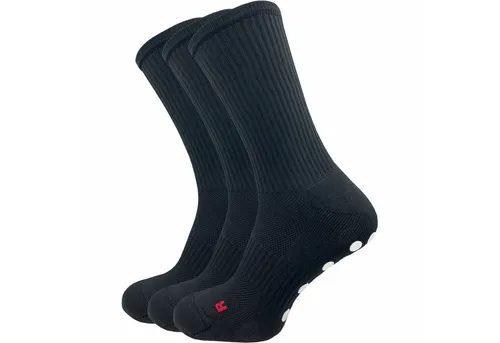 GAWILO Sportsocken für Herren - Fußball Socken für extra Grip im Fußballschuh (3 Paar) Noppen sorgen für Halt beim Fussball - Antirutsch in schwarz & weiß