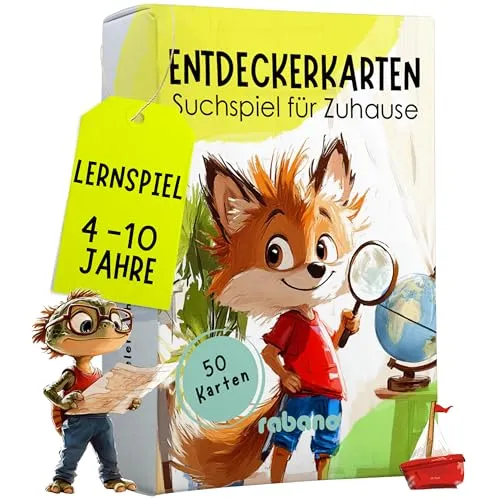 Entdeckerkarten für Kinder – Indoor Schatzsuche - Entdeckerspielzeug für Kinder ab 4 Jahren, fördert Neugier und Kreativität durch spannende Suchaufträge und Montessori-inspirierte Spiele.