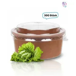 Blanc HYGIENIC SET: Salatboxen 1200ml, 300 Stück, umweltfreundlich - Inkontinenzeinlagen: 300 braune Salatboxen aus Pappe/PLA und recyceltem PET, ideal für warme Speisen und umweltbewusstes Take-away.