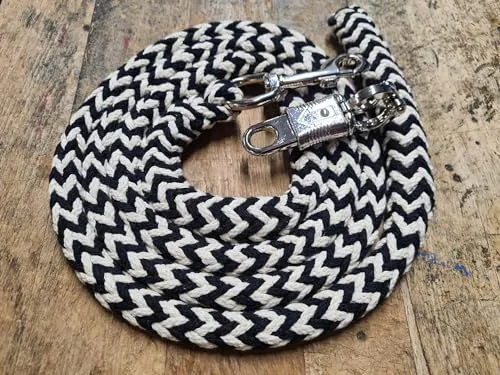 Jumbo Führstrick mit Panikhaken Silber, schwarz Natur, 2m