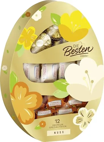 Die Besten Osterei 116g – Geschenk zu Ostern in Ei-Form – Mischung aus Ferrero Rocher, Ferrero Küsschen Klassik & Ferrero Küsschen White Crispy – Süßigkeiten – Ostergeschenk & Mitbringsel