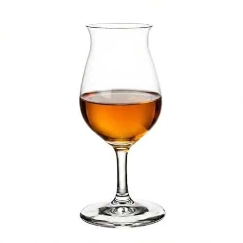 Whisky Nosing Glas 140 ml aus Kristallglas – Tasting Glas für Whisky, Cognac & Rum – Transparentes Verkostungsglas mit Stiel, Digestif Glas spülmaschinengeeignet