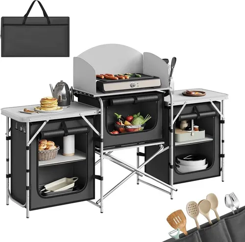 Woltu Campingschrank (1-St) faltbar, Outdoor Küche mit Arbeitsplatten Staufächern