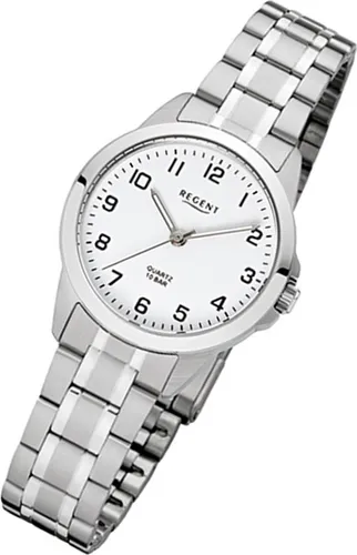 Regent F-1003 Damen-Uhr - Elegante Armbanduhr mit Edelstahlarmband - Armbanduhren für Damen - Elegante Quarz-Uhr mit 29 mm Edelstahlgehäuse, 10 ATM wasserdicht und Leuchtzeigern für optimale Ablesbarkeit.