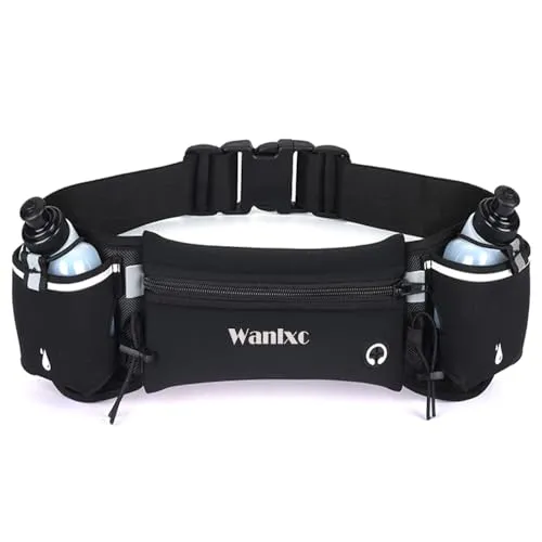 Wanlxc Hüfttasche Sport Bauchtasche mit Trinkflasche Trinkgürtel Wasserdicht Lauftasche Pocket für Joggen Fahrradfahren Laufen Hüfttasche Damen Herren