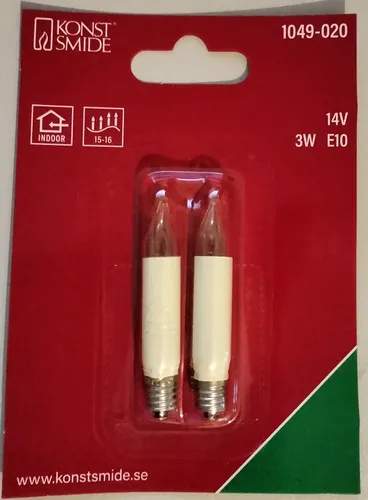 Kleinschaftkerzenlampe 14V 3 W E10 66mm, 2er Set (1049-020) von Konstsmide