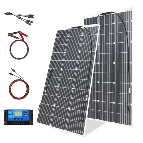 200W Flexibles Solarmodul Kit Set Solarpanel 2pcs 100W 18V Monokristalline Photovoltaikmodul 20A Controller zum Laden von 12V Batterien Wohnmobilen, Caravans, Booten, Dächern (200W)