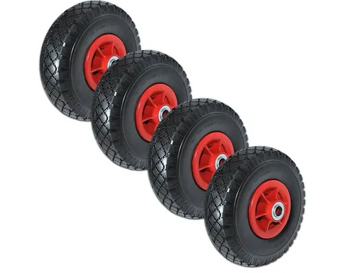 HELO24 Sackkarren-Rad Ersatzrad 3.00-4 PU Vollgummi Reifen - Langlebige, pannensichere Ersatzräder mit Kugellager für Sackkarren und Bollerwagen. Ideal für den täglichen Einsatz, einfach zu pflegen und robust gegen scharfe Gegenstände. Maximale Tragkraft: 80 kg pro Rad.