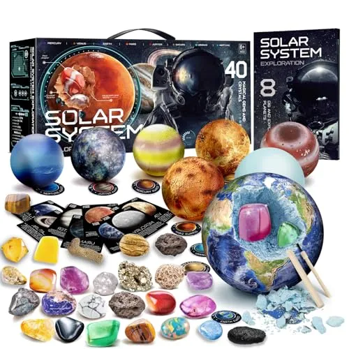 Planeten Ausgrabungsset für Kinder – Entdecke Edelsteine und Kristalle