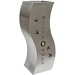 cm Pflanzsäule WILLKOMMEN in silber von Garden Pleasure