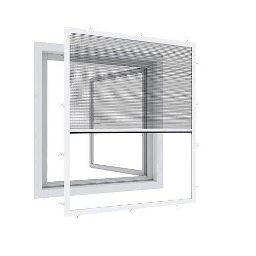 IS Expert Plisseefenster 130x150 w. - Witterungsbeständiges Plissee - Fliegengitter für flächenversetzte Fenster, bohrfreie Montage, minimaler Platzbedarf von nur 4,3 mm, ideal für Fenster mit Rollladen.