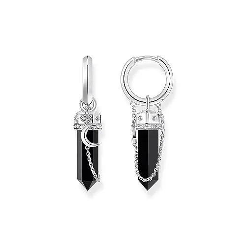THOMAS SABO Creolen mit Onyx-Anhänger - Elegante Creolen aus geschwärztem 925er Sterlingsilber mit Onyx-Anhänger. Perfekte Ergänzung für jedes Outfit und ideal zum Kombinieren mit anderen Schmuckstücken. Ein tolles Geschenk für besondere Anlässe.