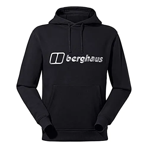 Berghaus Herren Logo Kapuze - Schwarz - XL - Outdoor Hoodie für Herren, aus 73 % Baumwolle und 23 % recyceltem Polyester, bietet ein weiches Tragegefühl und ist ideal für umweltbewusste Fashion-Liebhaber.