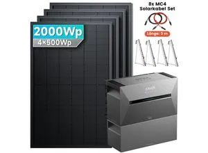 Solarmars® 2000W Balkonkraftwerk mit Speicher, Anker SOLIX Solarbank 3 E2700 Pro + 1x BP2700 - Mit Balkonhalterung