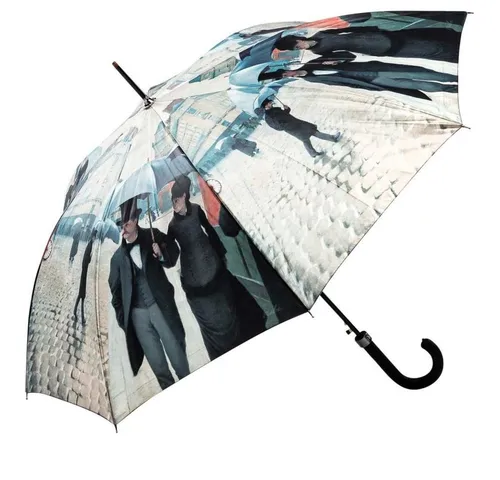 Luckyweather Stockregenschirm RAINY DAY IN PARIS Automatik - Eleganter Stockschirm mit Kunstmotiv von Gustave Caillebotte. Mit automatischer Öffnung, robustem Stahlstock und UV-Schutz ist er der perfekte Begleiter bei jedem Wetter. Durchmesser 105 cm, Gewicht 430 g.