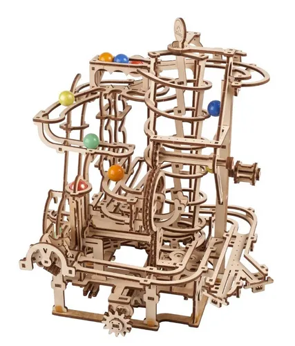 UGEARS MURMELBAHN MIT SPIRALAUFZUG – Mechanisches Holzpuzzle