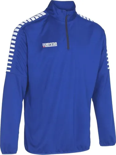 Derbystar Unisex Hyper Trainingstop XL - Blau/Weiss - Herren-Shirt aus atmungsaktivem, leichtem Material für maximale Bewegungsfreiheit. Ideal für Sport mit Half-Zip und hohem Kragen für perfekten Sitz.