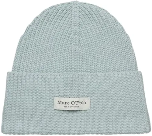 Marc O'Polo Damen Strickmütze aus Bio-Baumwolle mit Logo - Strickmützen für Damen, nachhaltig aus Bio-Baumwolle und mit stylischem Logo-Design für einen modischen Look.