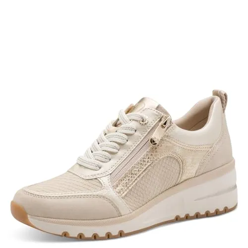 MARCO TOZZI 2-23767-45 Cream Comb Sneaker in Größe 38 - Modischer Sneaker in Creme mit bequemer Weite (H), ideal für den Alltag. Der abriebfeste Laufsohlenprofil bietet optimalen Komfort und Langlebigkeit.