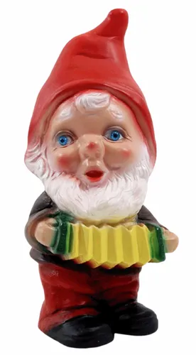 Deko Figur Zwerg H 19 cm Gartenzwerg Musiker mit Harmonika stehend Gartenfigur
