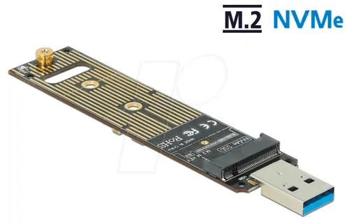 DELOCK 64069 - M.2 NVMe PCIe SSD Konverter - Gehäuse für Flash-Rams, ideal für Tests mit USB 3.1 Gen 2, unterstützt verschiedene M.2 Formate und bietet schnelle Datenübertragungen bis 10 Gbps.
