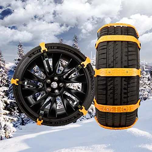 DEDC Universal Schneeketten 10-Stück - Schneeketten für Reifenbreiten 165 - 285mm, aus verdicktem TPU für hohe Festigkeit und bessere Traktion auf Schnee und Eis, ideal für PKW, SUV und LKW.