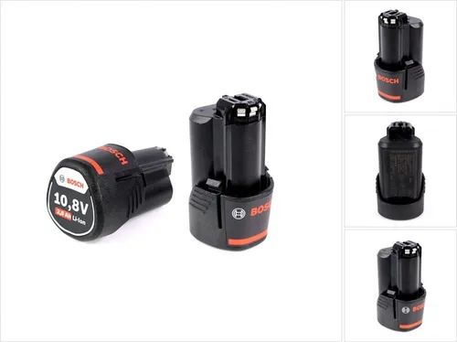 Bosch Akku Starter Set 2x GBA 10,8 V 2,0 Ah - Zubehör für Elektrowerkzeug, inklusive zwei leistungsstarker Lithium-Ionen-Akkus für lange Laufzeiten und optimale Leistung in Ihren Bosch Werkzeugen.