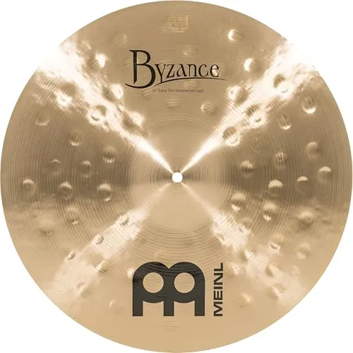 Meinl Cymbals Byzance Traditional Extra Thin Hammered Crash 18 Zoll - Becken aus handgehämmertem B20 Bronze mit traditionellem Finish, bieten eine ultra-feine Ansprache und eine dunkle, trashige Tonalität, ideal für jedes Drum-Setup.