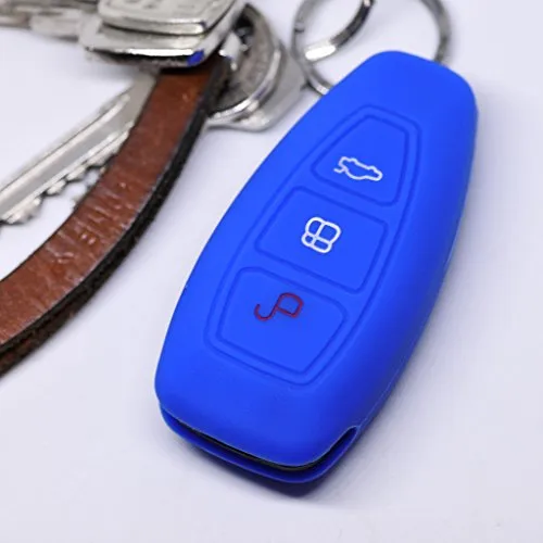 Soft Case Schutz Hülle Auto Schlüssel für Ford C-Max S-Max B-Max Galaxy Focus Mondeo Fiesta Kuga Smartkey Remote/Farbe: Dunkelblau