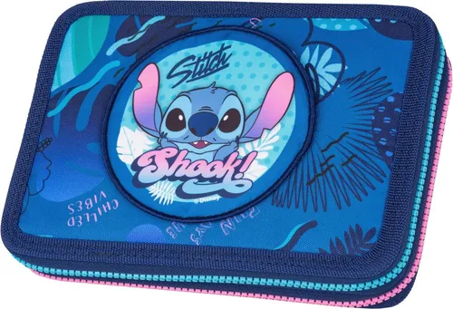 McNeill Etui gefüllt - XL - Disney Kollektion 2024 (STITCH) - Federmäppchen mit zwei Reißverschlüssen, ideal für eine ordentliche und kreative Aufbewahrung von Schreibutensilien.