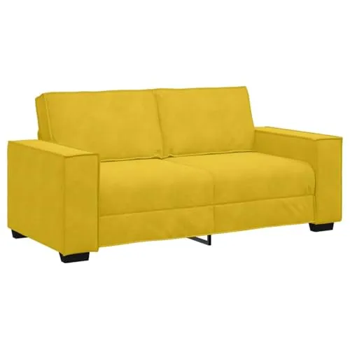 vidaXL 2-Sitzer-Sofa Gelb 140 cm Samt – Stilvolles Entspannen - Sofas & Couches – Dieses elegante 2-Sitzer-Sofa aus weichem Samt bietet höchsten Komfort und wird zum Blickfang in deinem Zuhause.