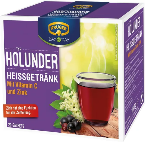 Krüger Holunder Heißgetränk 160g - Tee mit leckerem Holundergeschmack, ideal für gemütliche Abende. Genießen Sie dieses aromatische Heißgetränk aus Deutschland.