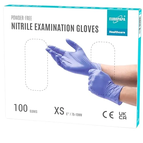 EUROPAPA® 100x Nitrilhandschuhe Lila Box Einweghandschuhe Einmalhandschuhe Untersuchungshandschuhe Nitril Handschuhe puderfrei ohne Latex unsteril latexfrei disposible gloves