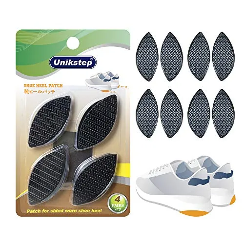 Unikstep Schuhabsatz-Reparaturplatte - 4 Paar Gummi-Patches - Schuhputzsets zur Reparatur abgenutzter Absätze, ideal für Sneaker und Lederschuhe. Enthält 4 Paar Gummiflicken und Schleifpapier für einfache Anwendung und langlebige Ergebnisse.
