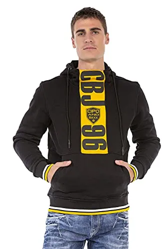 Cipo & Baxx Herren Hoodie Sweatshirt CL478 Schwarz – Stylischer Pullover im Casual Streetwear Look mit Kapuze & Kängurutasche – Bequemes Oberteil für Alltag & Freizeit - CL478 Schwarz M