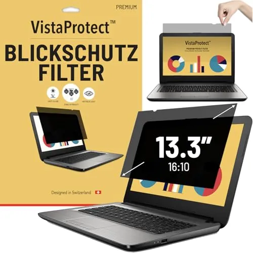 VistaProtect – Premium Blickschutzfilter & Anti-Blaulichtfilter, Privacy Filter Anti Blue Light Blickschutzfolie für Laptops & Notebooks (13.3″ Zoll - 16:10)