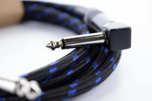 CORDIAL CABLES ECL EI75PR-TWEED-BL - 7,5 m Gitarrenkabel mit gewinkeltem Klinkenstecker, hochwertig und Made in Germany
