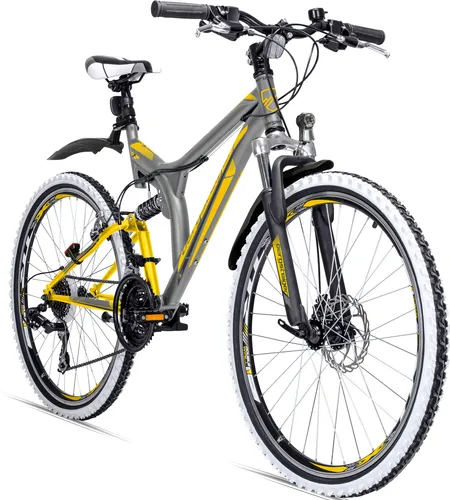 Bergsteiger Phoenix 26 Zoll Mountainbike, geeignet ab 160 cm, Scheibenbremse, Licht, Schutzblech, 21 Gang-Schaltung, Vollfederung