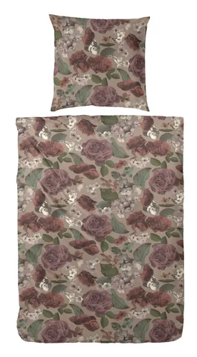 Primera Edel Flanell Bettwäsche Wendegarnitur Kieselbeige Mauve 155x220 und 80x8