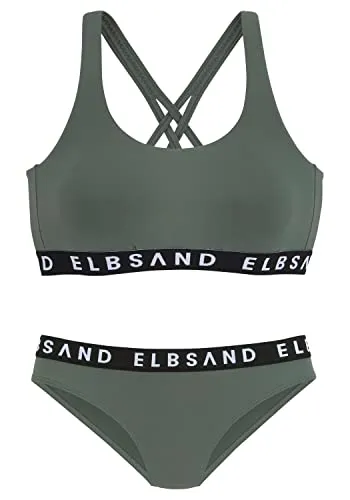Elbsand Bustier-Bikini Olive - 38A/B - Bikini-Sets für Damen, modischer Bustier-Stil mit herausnehmbaren Polstern für optimalen Komfort und perfekten Sitz.