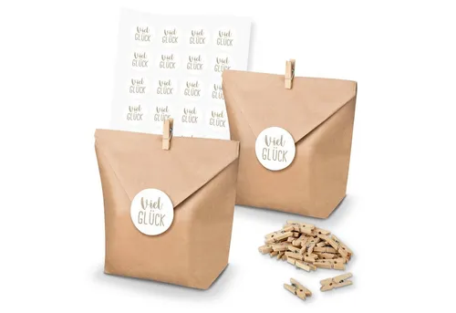 itenga Geschenkpapier itenga SET Geschenktüten Viel Glück (Motiv 122) 24 x Tüten + Klammern