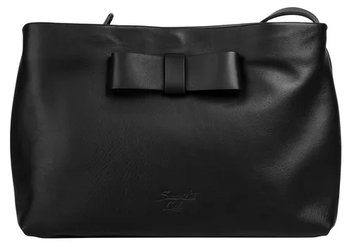 Samantha Look Umhängetasche Damen 022217 schwarz - Elegante Umhängetasche aus 100% Rindleder, ideal für den Clean Chic Fashion-Stil. Mit verstellbarem Schultergurt und praktischem Smartphonefach für schnellen Zugriff.