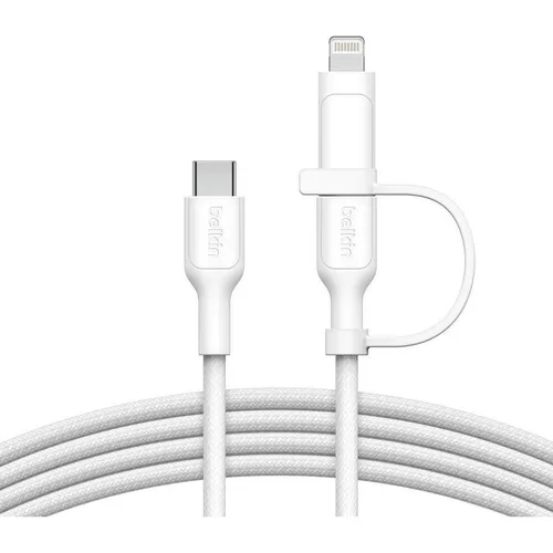 Belkin BoostCharge Pro 2-in-1 USB-Kabel - USB-Kabel & Adapter mit Schnellladefunktion bis 60 W, kompatibel mit Apple Lightning und USB-C, ideal für unterwegs und mit verbesserter Haltbarkeit durch doppelt geflochtenen Nylonmantel.