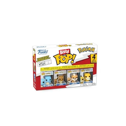 Funko Bitty POP! 4 Pack: Pokemon - Squirtle, Eevee, Growlithe, Psyduck - 0,9 Zoll (2,2 cm) Sammelbar - Stapelbares Display-Regal enthalten - Geschenkidee - Für Partytüten - Tortenaufsatz