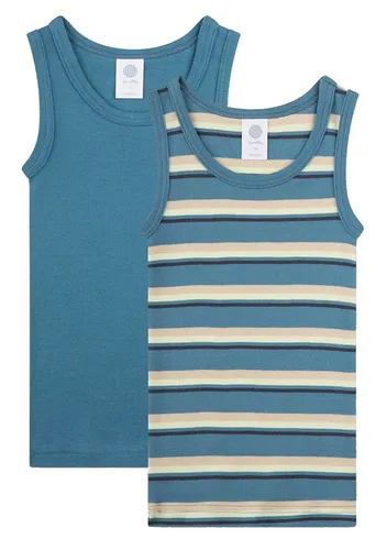 Sanetta Unterhemd Sanetta Jungen 2er Pack Unterhemd Hemd Adventure blau gestreift (Doppelpack, 2-St)