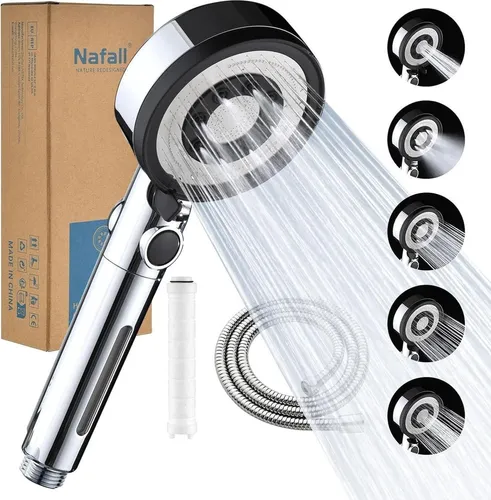 Nafall Duschkopf Filter mit 5 Strahlarten und Hochdruck - Duschbrausen & -köpfe - Bietet sauberes Duschwasser mit 5 Strahlarten für individuellen Komfort und Wassersparfunktion. Einfach zu montieren und ideal für ein Spa-ähnliches Duscherlebnis.