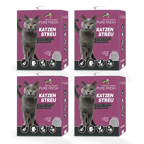 KAHU® Pure Fresh Katzenstreu mit Babypuderduft 6L - Hoch absorbierende Klumpstreu aus natürlichem Kalzium Bentonit, staubfrei und mit angenehmem Babypuderduft für ein hygienisches Katzenklo.